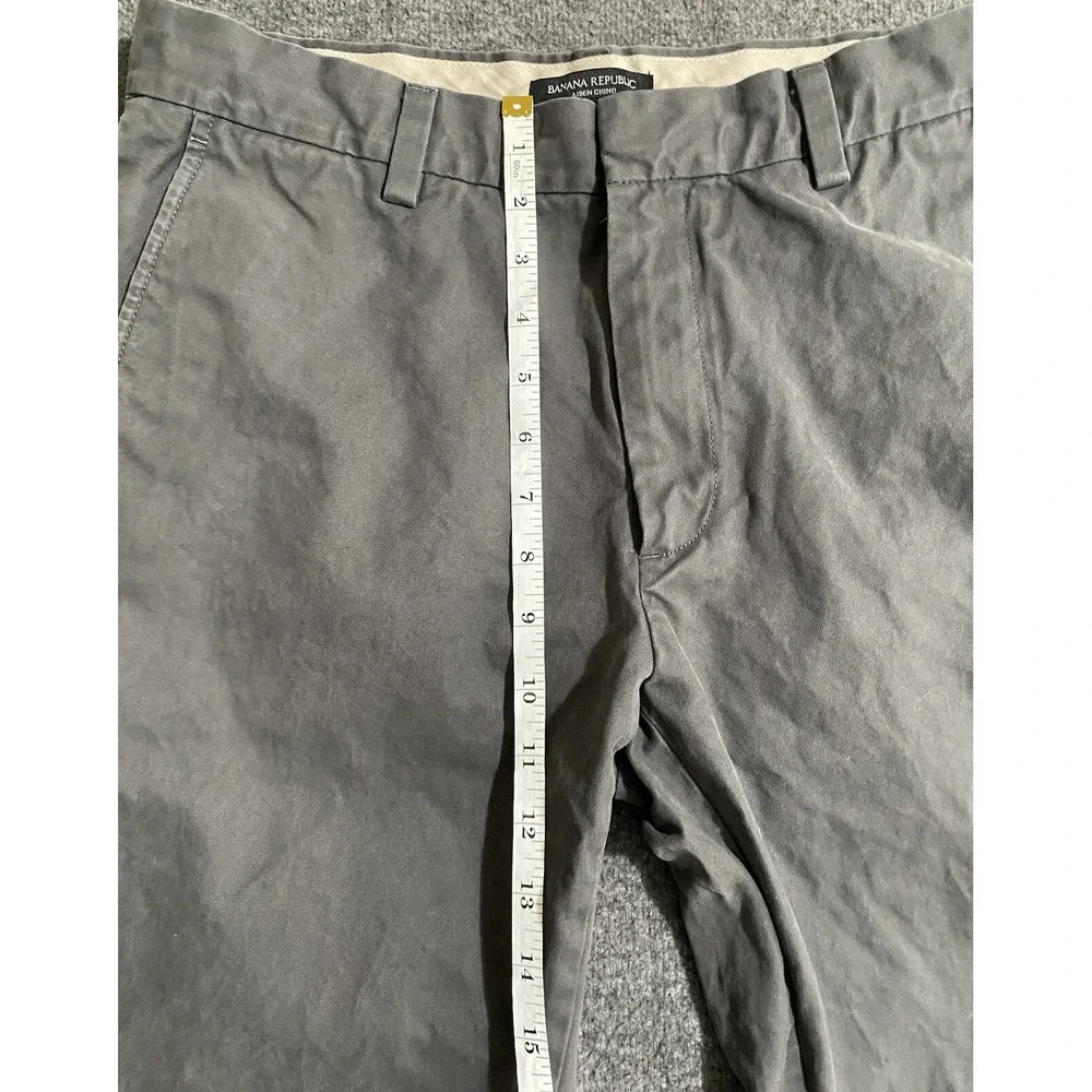 Banana Republic Aiden Chino Men Gray Flat Front Straight Leg Pants 33x34
